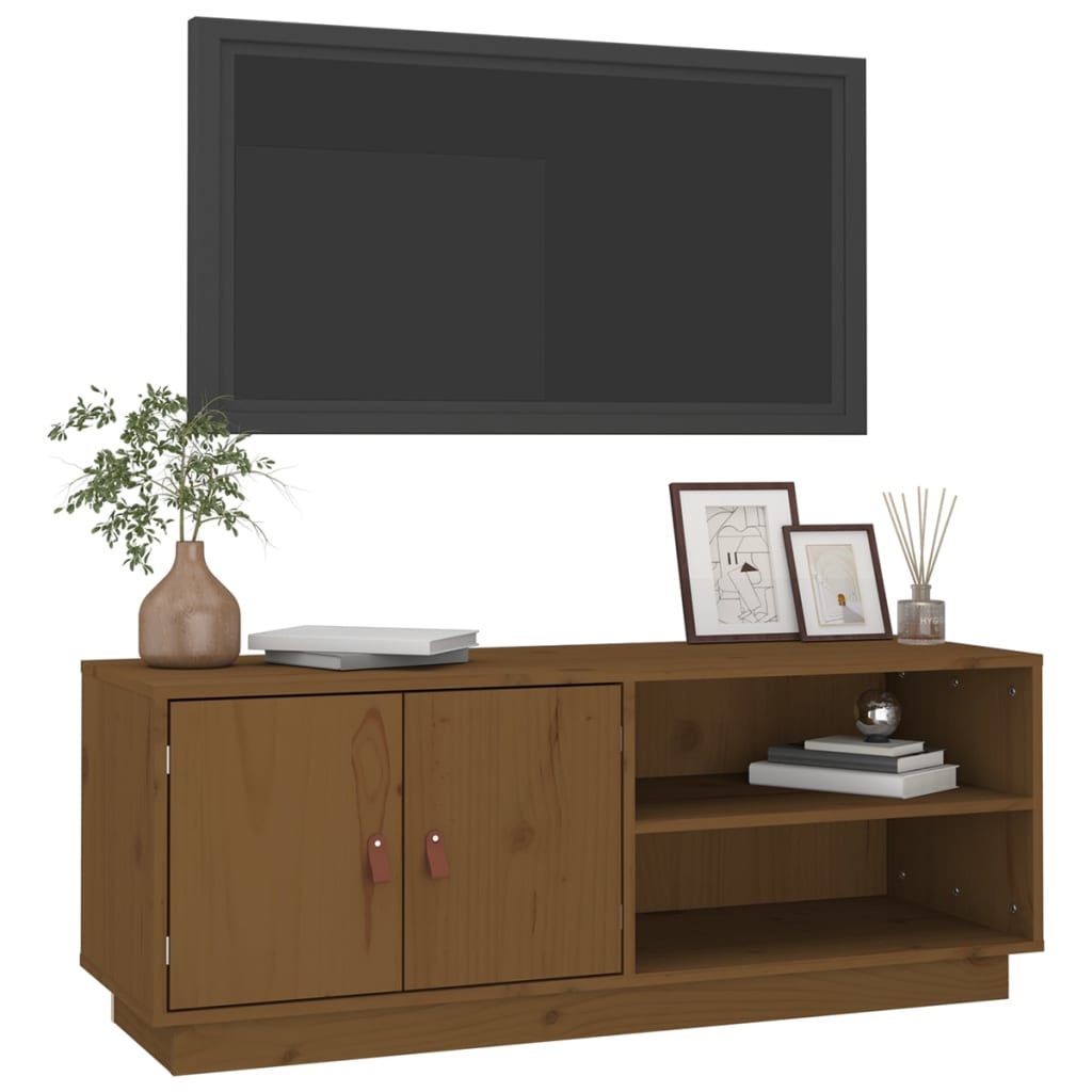 TV ormarić smeđa boja meda 105 x 34 x 40 cm od masivne borovine