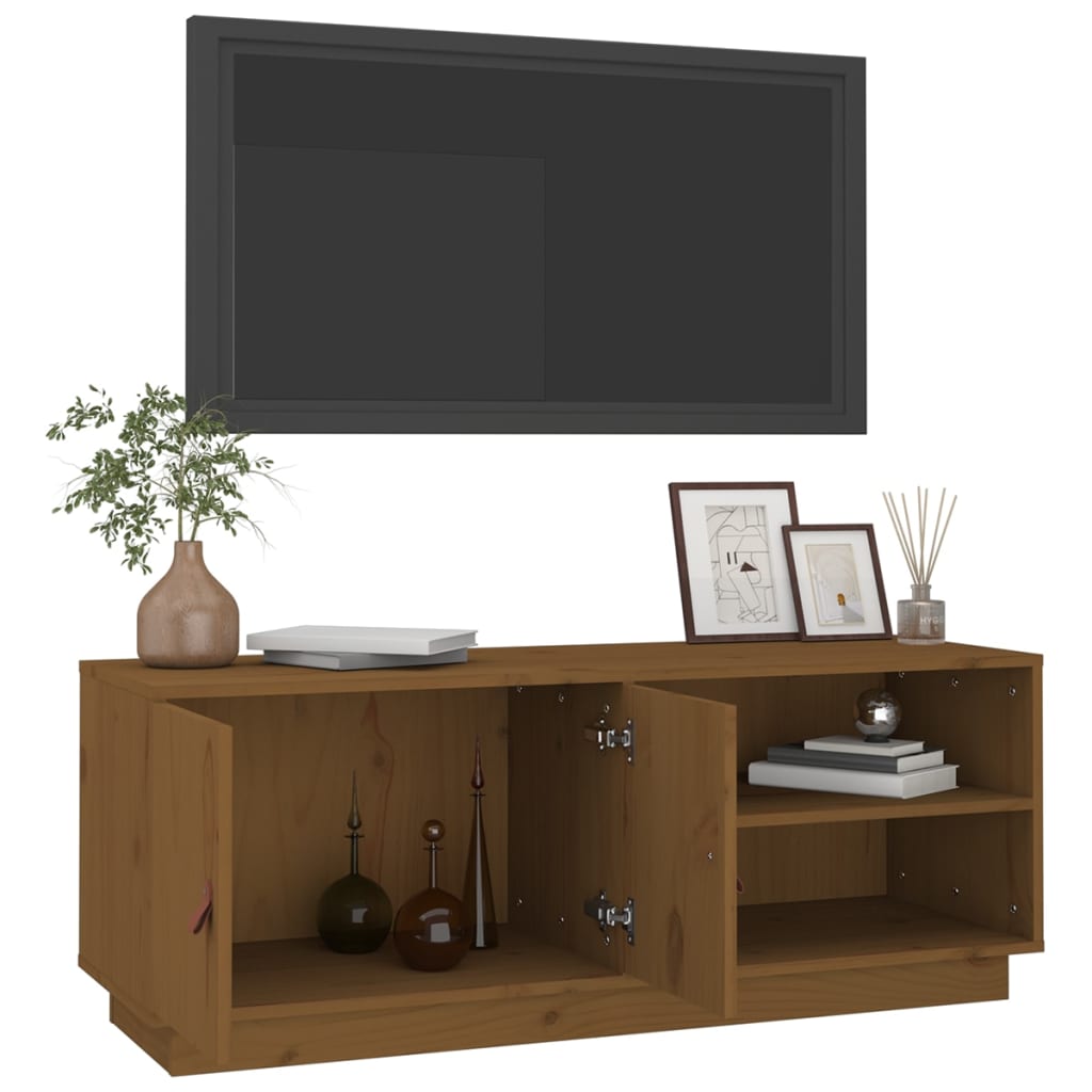 TV ormarić smeđa boja meda 105 x 34 x 40 cm od masivne borovine