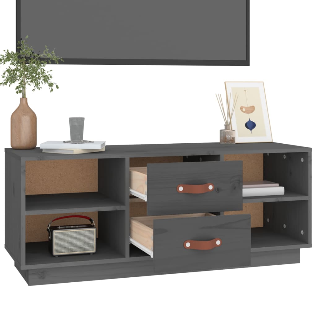 TV ormarić sivi 100x34x40 cm od masivne borovine