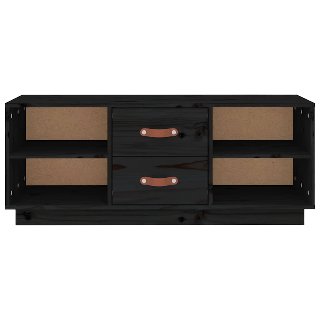 TV ormarić crni 100x34x40 cm od masivne borovine