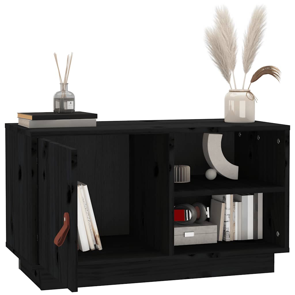 TV ormarić crni 70 x 34 x 40 cm od masivne borovine