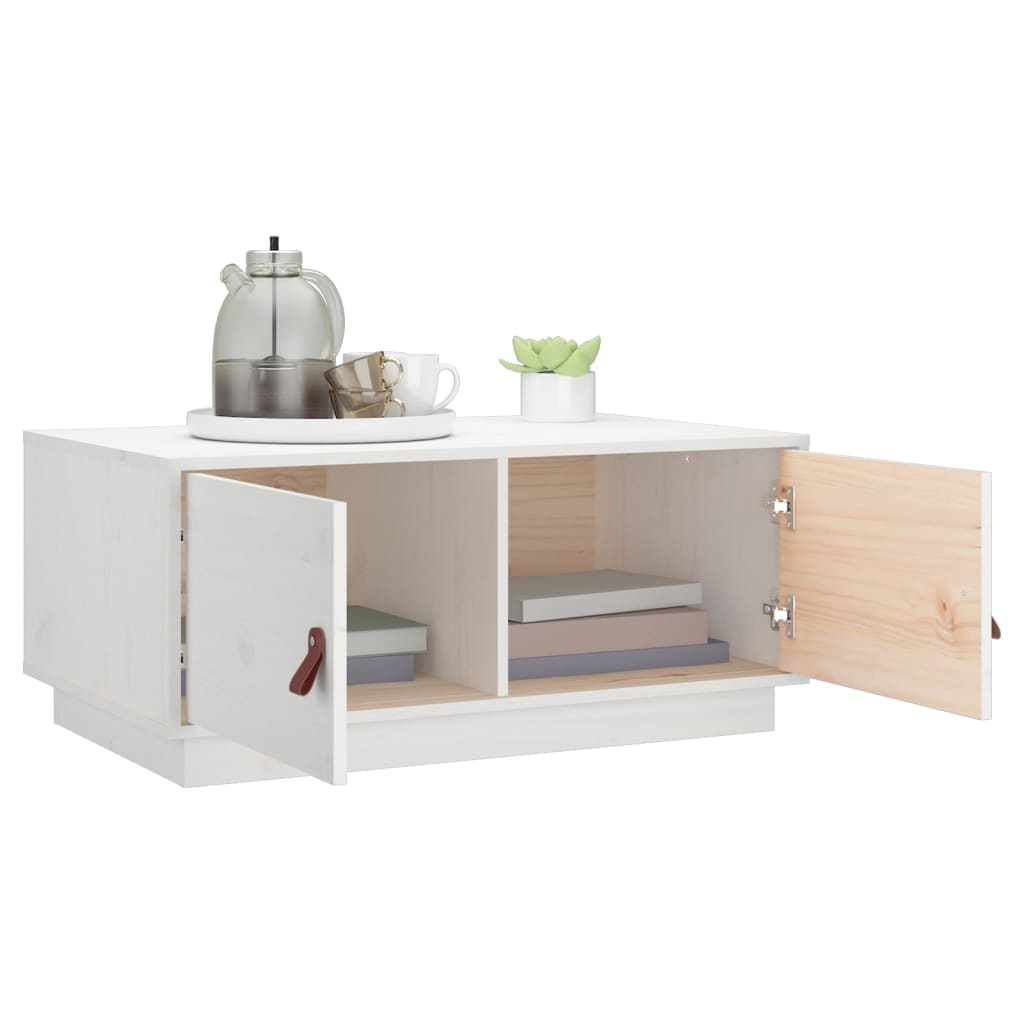 Stolić za kavu bijeli 80 x 50 x 35 cm od masivne borovine