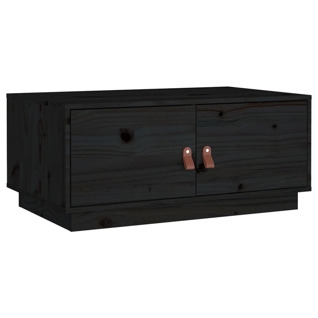 Stolić za kavu crni 80 x 50 x 35 cm od masivne borovine
