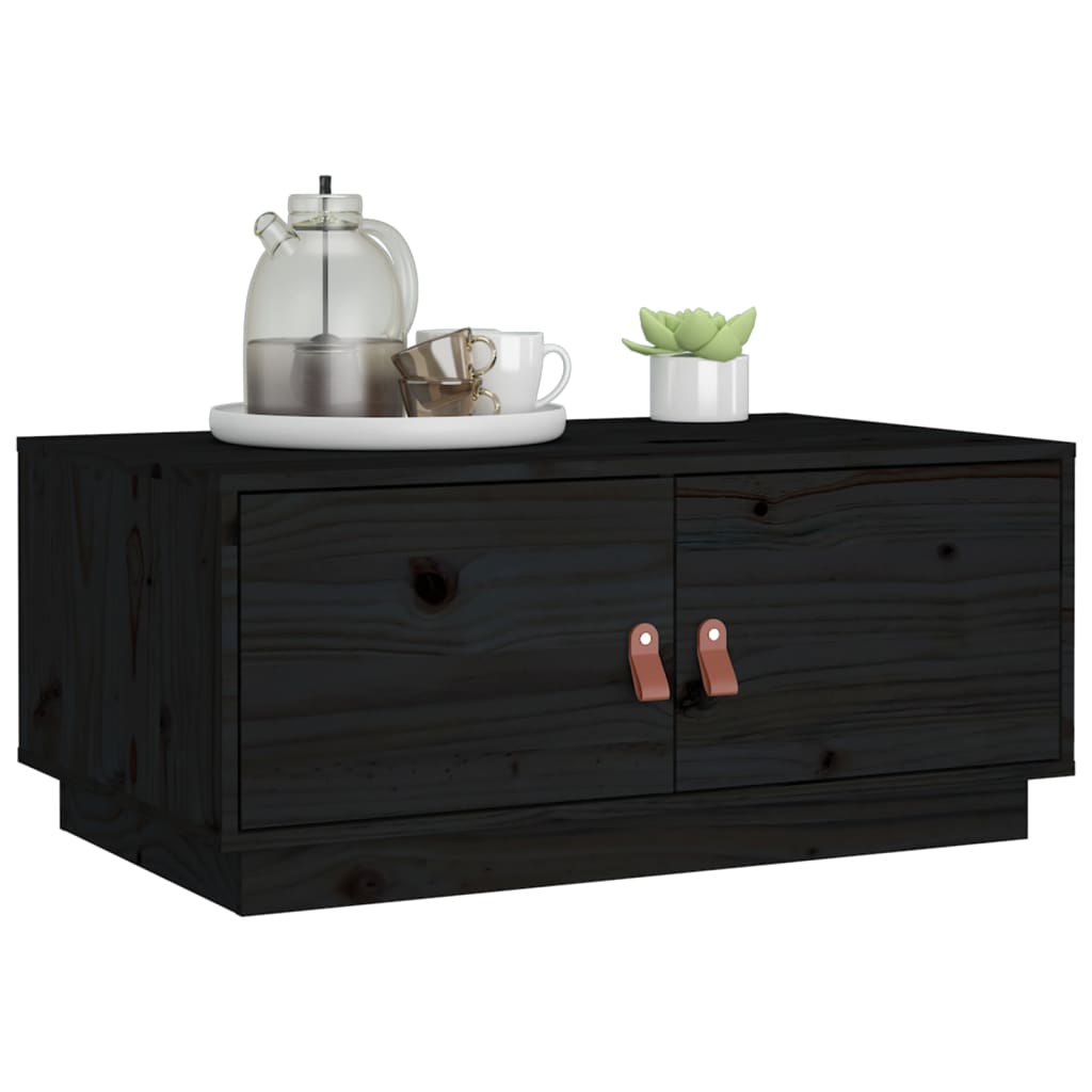 Stolić za kavu crni 80 x 50 x 35 cm od masivne borovine