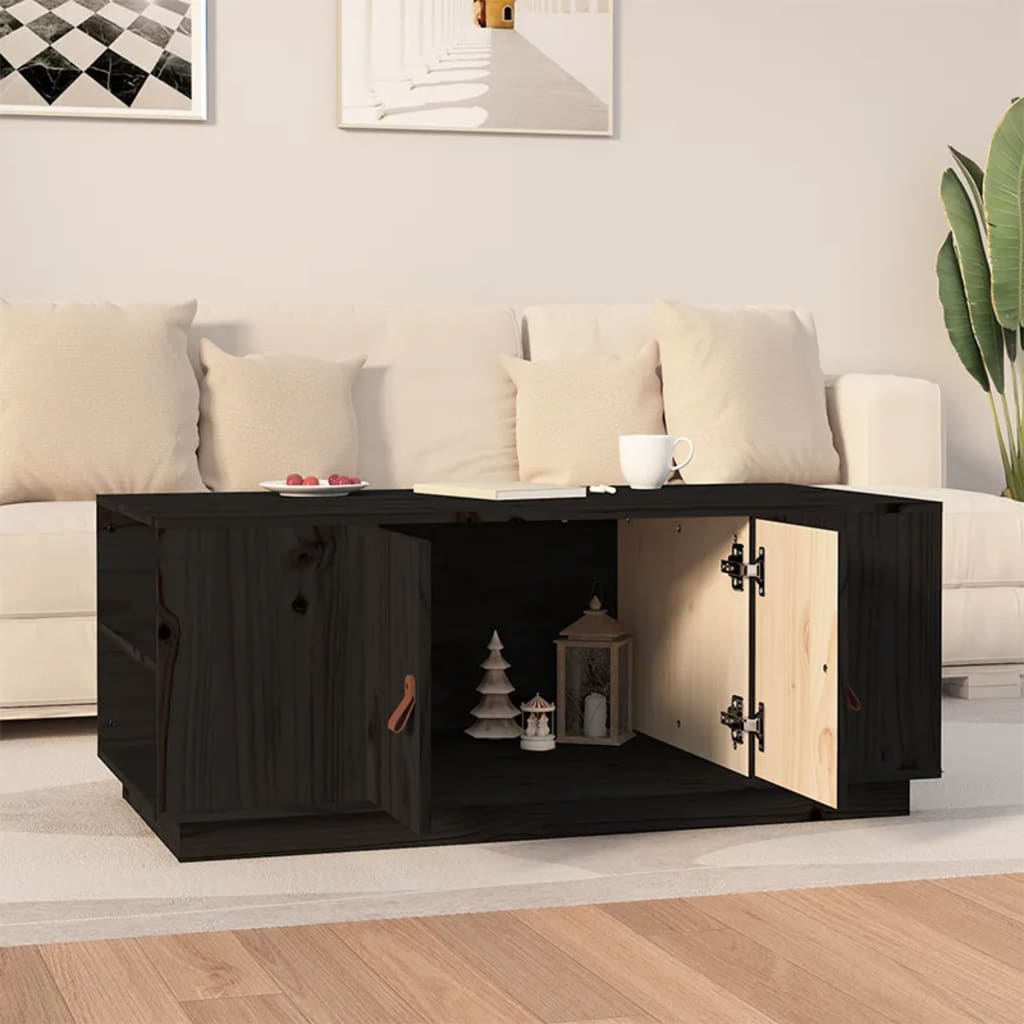 Stolić za kavu crni 100 x 50 x 41 cm od masivne borovine