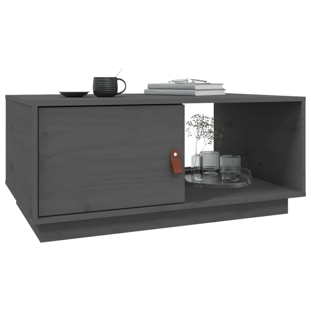 Stolić za kavu sivi 80 x 50 x 35,5 cm od masivne borovine