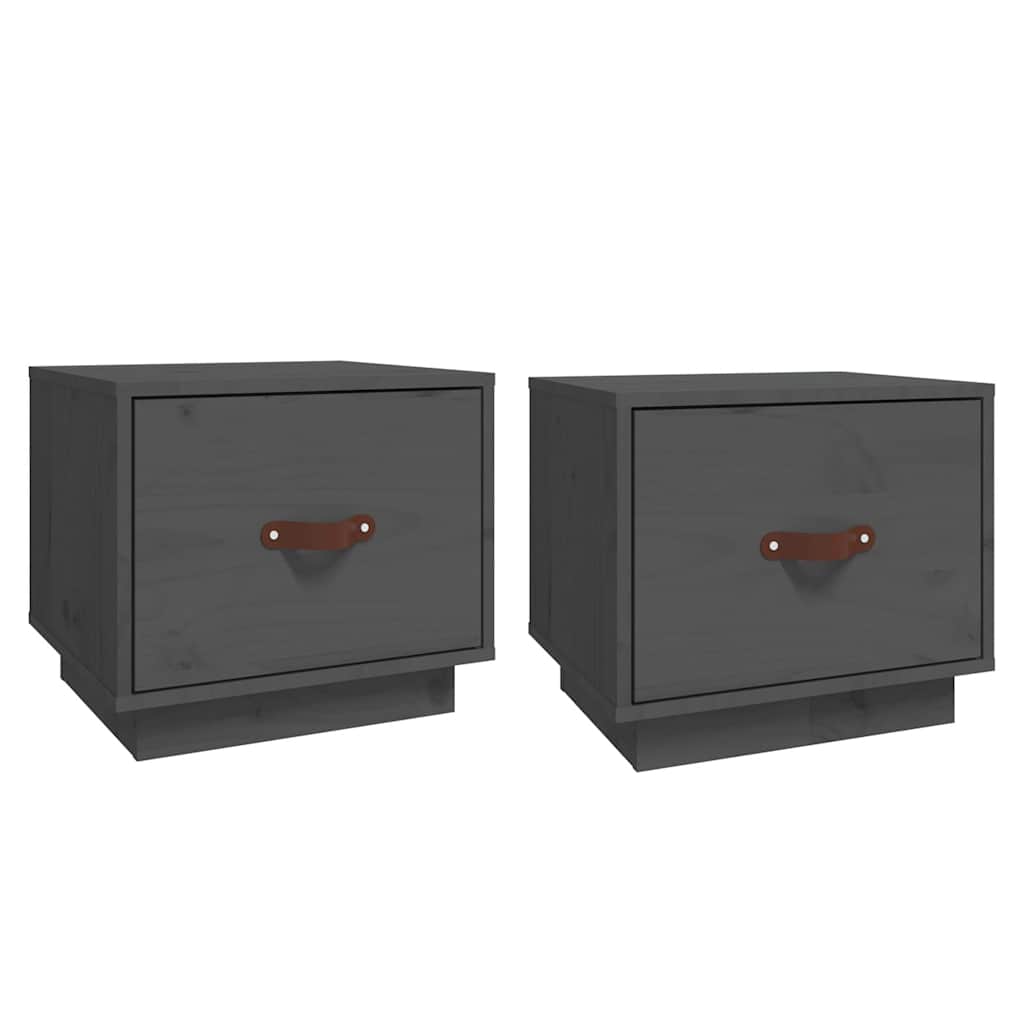 Noćni ormarići 2 kom sivi 40 x 34 x 35 cm od masivne borovine