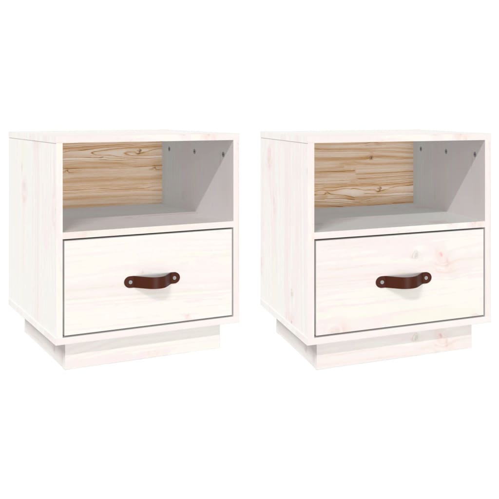 Noćni ormarići 2 kom bijeli 40 x 34 x 45 cm od masivne borovine