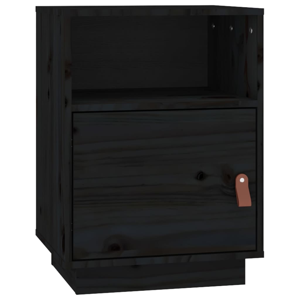 Noćni ormarići 2 kom crni 40 x 34 x 55 cm od masivne borovine