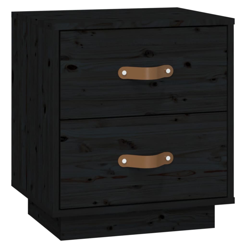 Noćni ormarići 2 kom crna 40 x 34 x 45 cm od masivne borovine