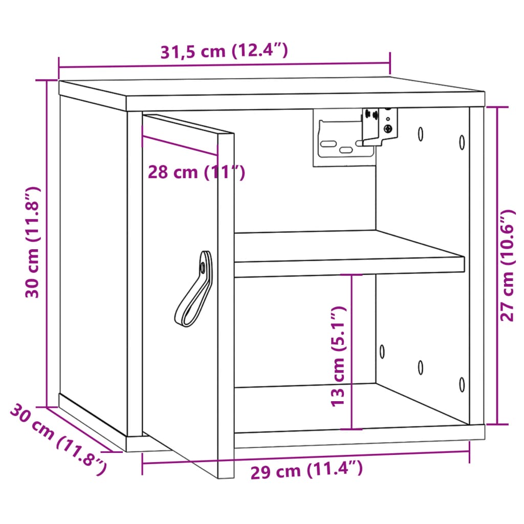 Zidni ormarić 31,5x30x30 cm Masivno drvo Bor
