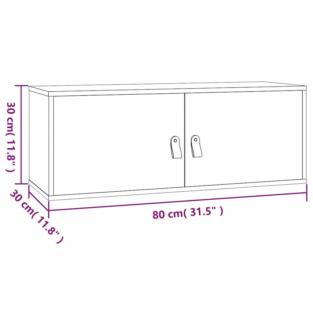 Zidni ormarić bijeli 80 x 30 x 30 cm od masivne borovine