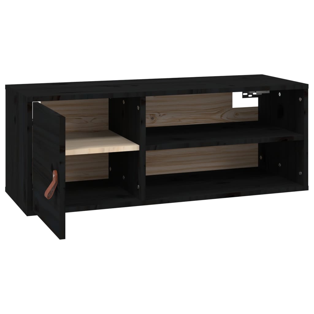Zidni ormarići 2 kom crni 80 x 30 x 30 cm od masivne borovine