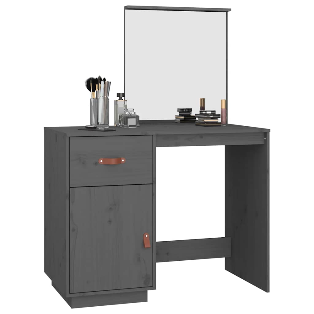 Toaletni stolić sivi 95 x 50 x 134 cm od masivne borovine