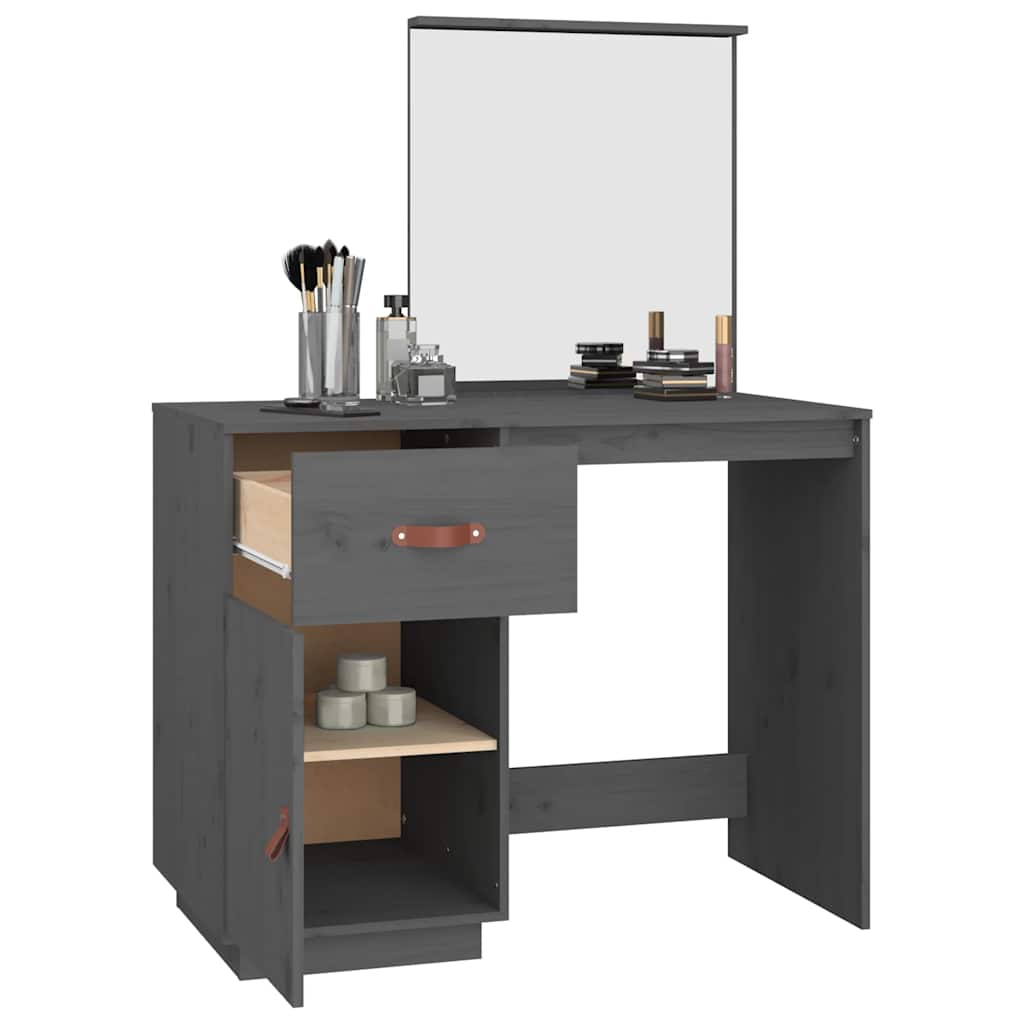 Toaletni stolić sivi 95 x 50 x 134 cm od masivne borovine