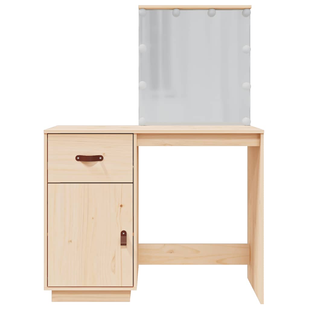 Toaletni stolić s LED svjetlima 95x50x133,5 cm masivna borovina