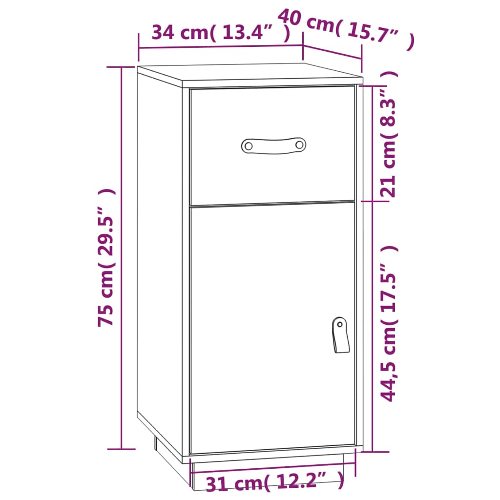 Komoda siva 34 x 40 x 75 cm od masivne borovine
