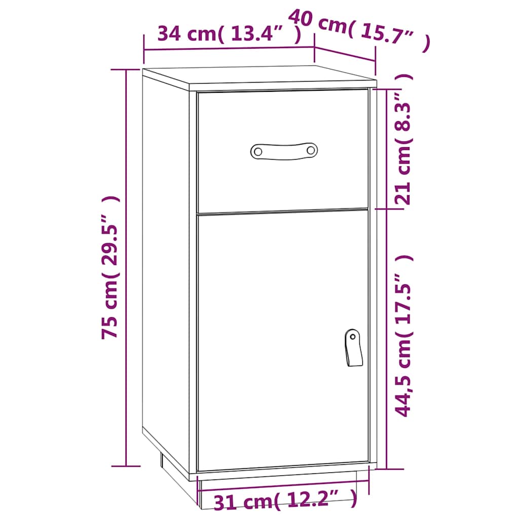 Komoda crna 34 x 40 x 75 cm od masivne borovine