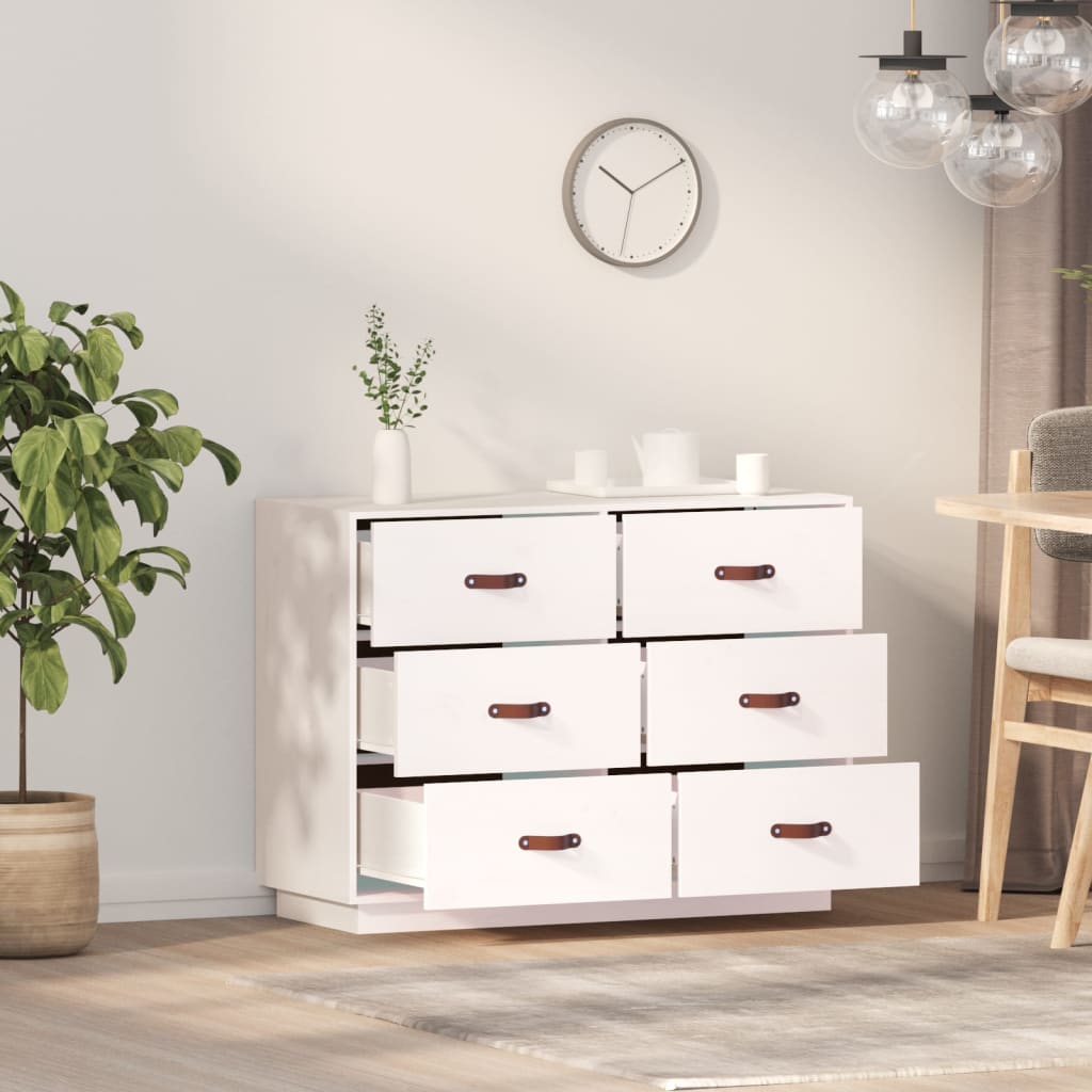 Komoda bijela 100 x 40 x 75 cm od masivne borovine