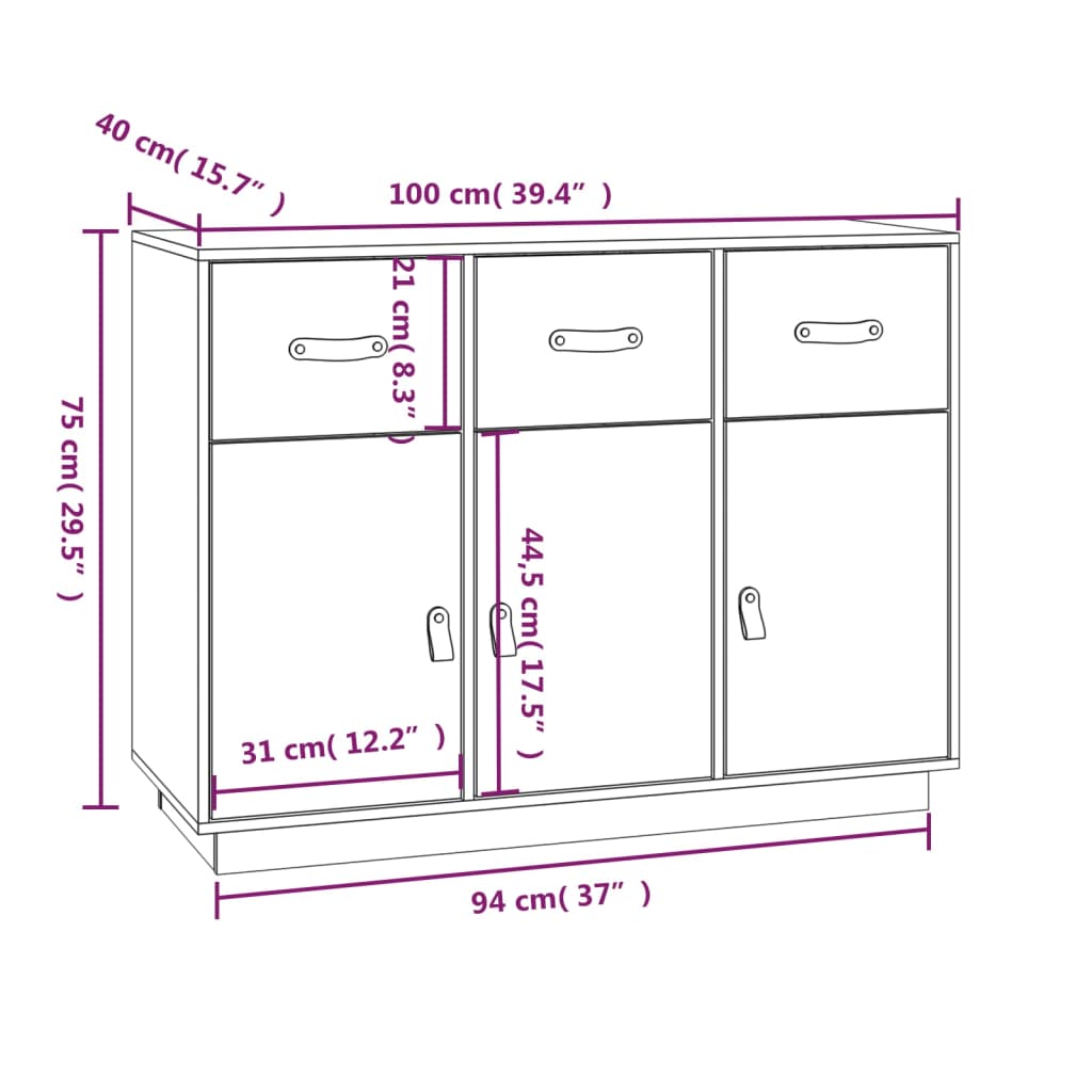 Komoda siva 100 x 40 x 75 cm od masivne borovine