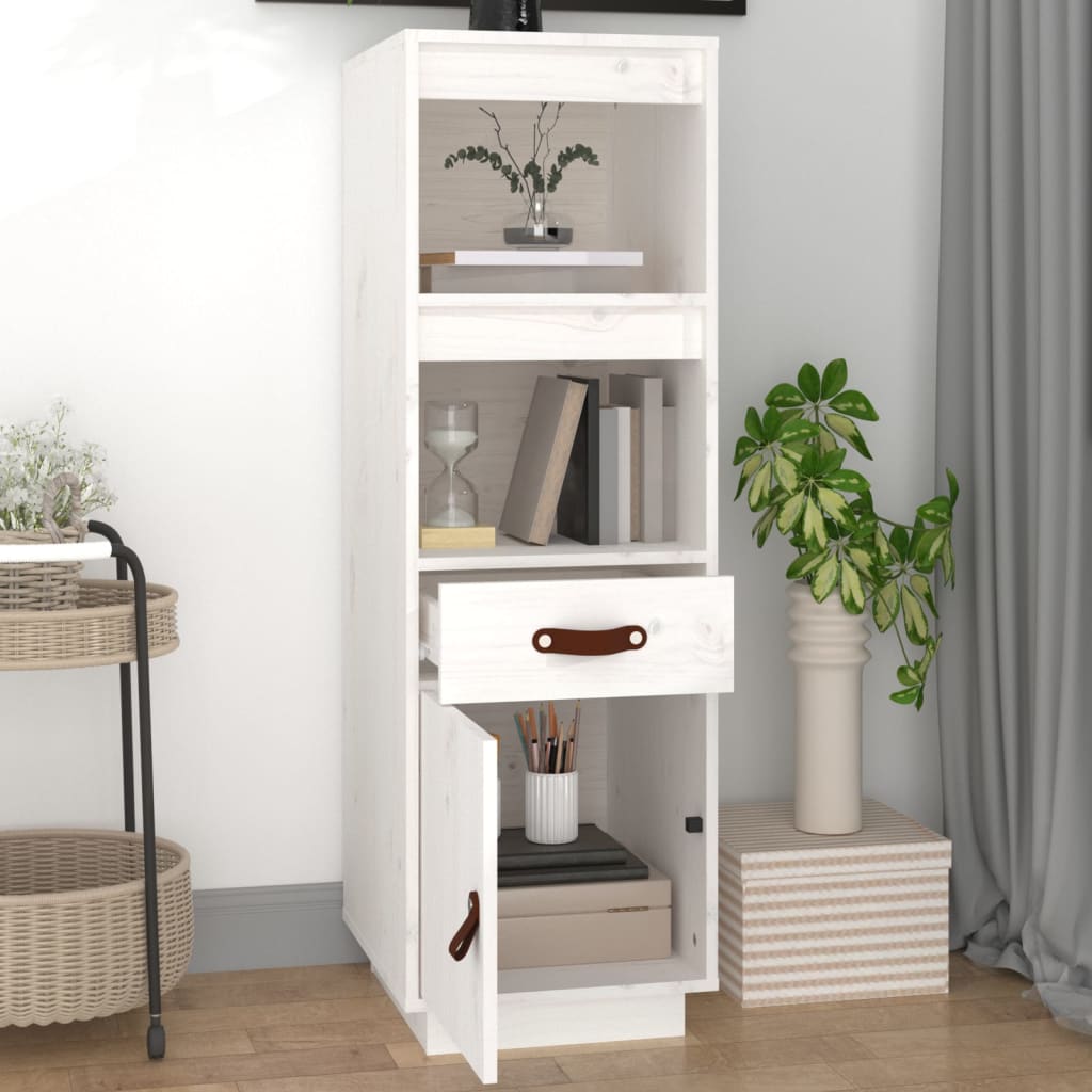 Visoka komoda bijela 34 x 40 x 108,5 cm od masivne borovine