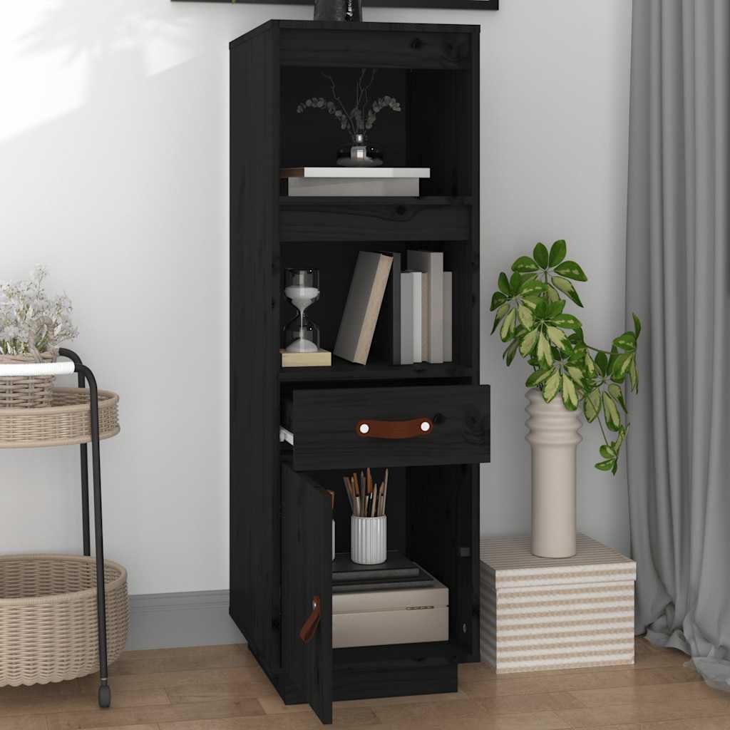 Visoka komoda crni 34 x 40 x 108,5 cm od masivne borovine