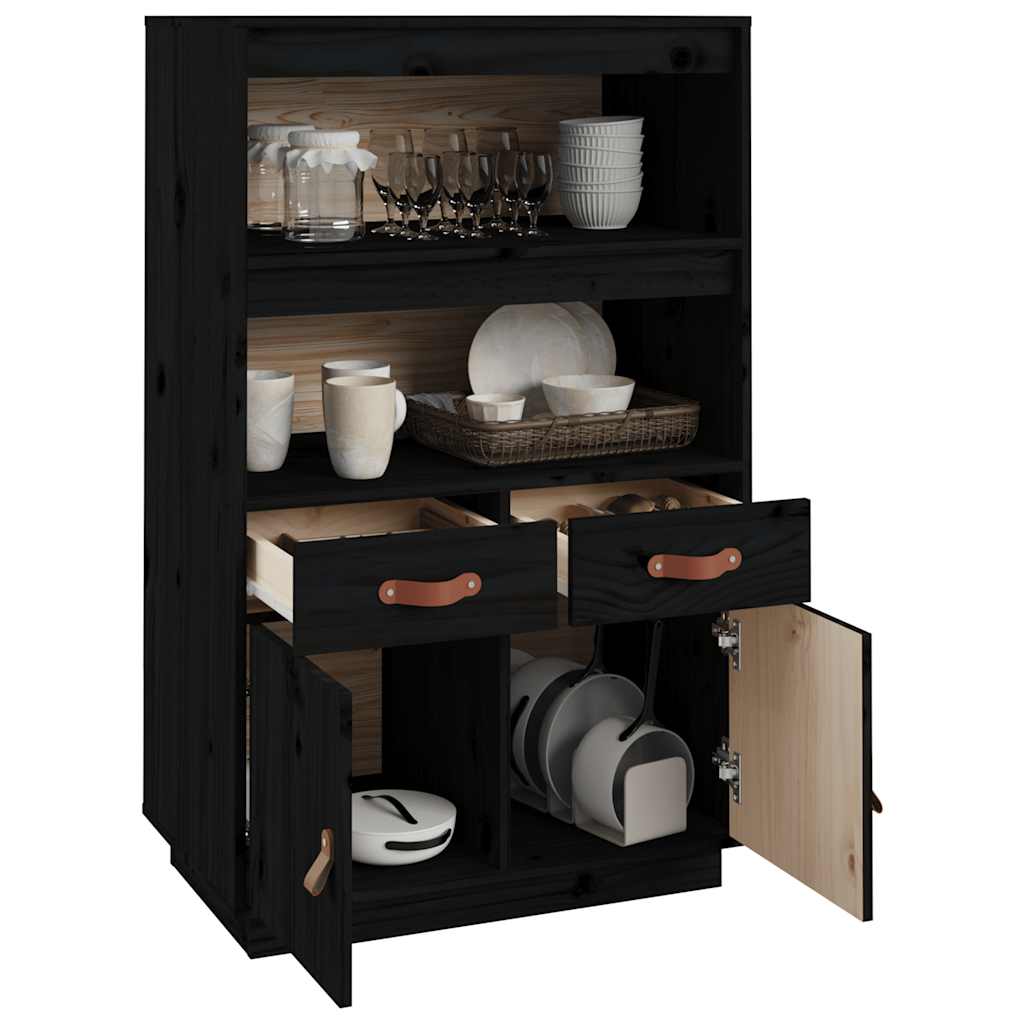 Visoka komoda crni 67 x 40 x 108,5 cm od masivne borovine
