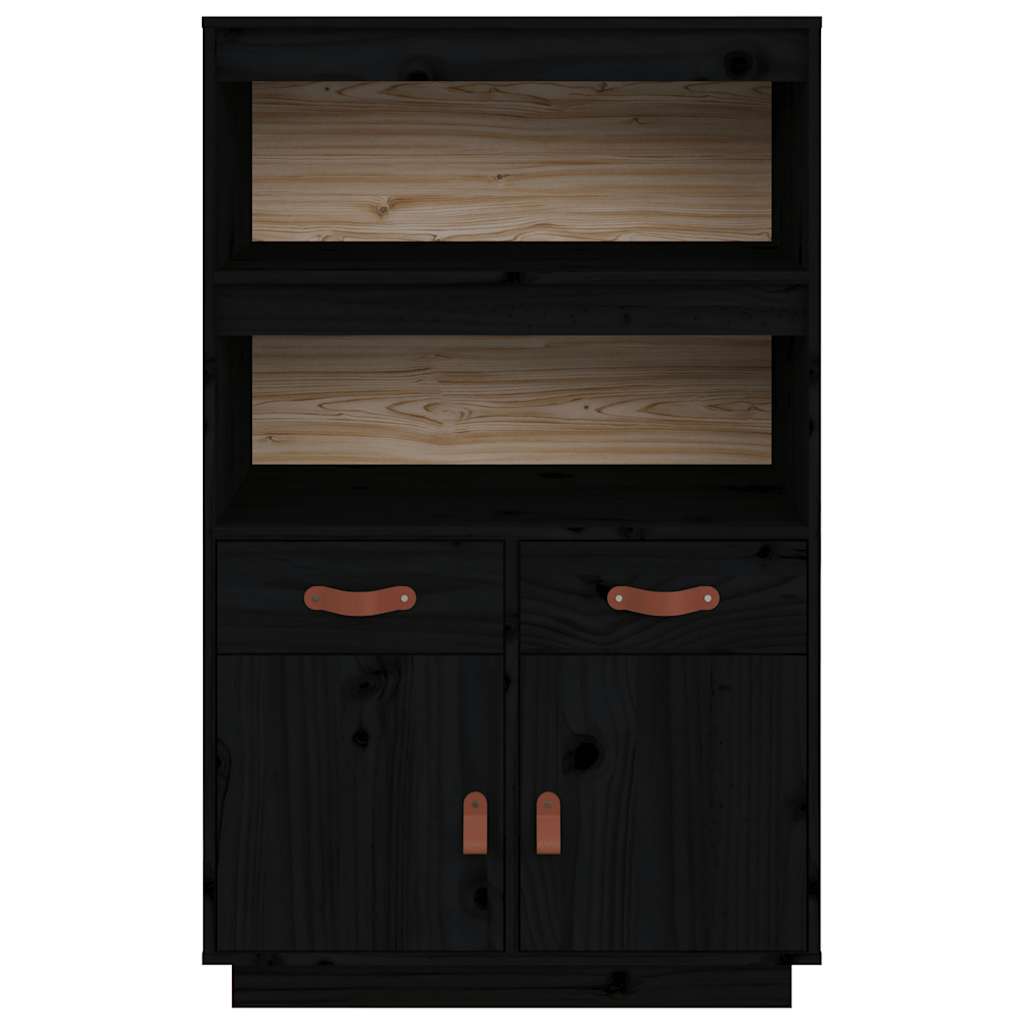 Visoka komoda crni 67 x 40 x 108,5 cm od masivne borovine