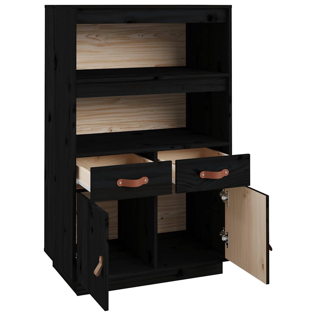 Visoka komoda crni 67 x 40 x 108,5 cm od masivne borovine