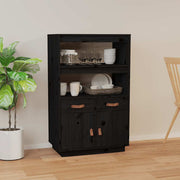 Visoka komoda crni 67 x 40 x 108,5 cm od masivne borovine