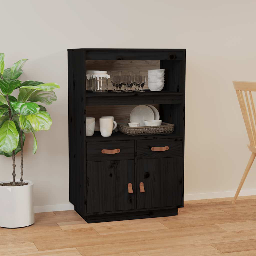 Visoka komoda crni 67 x 40 x 108,5 cm od masivne borovine