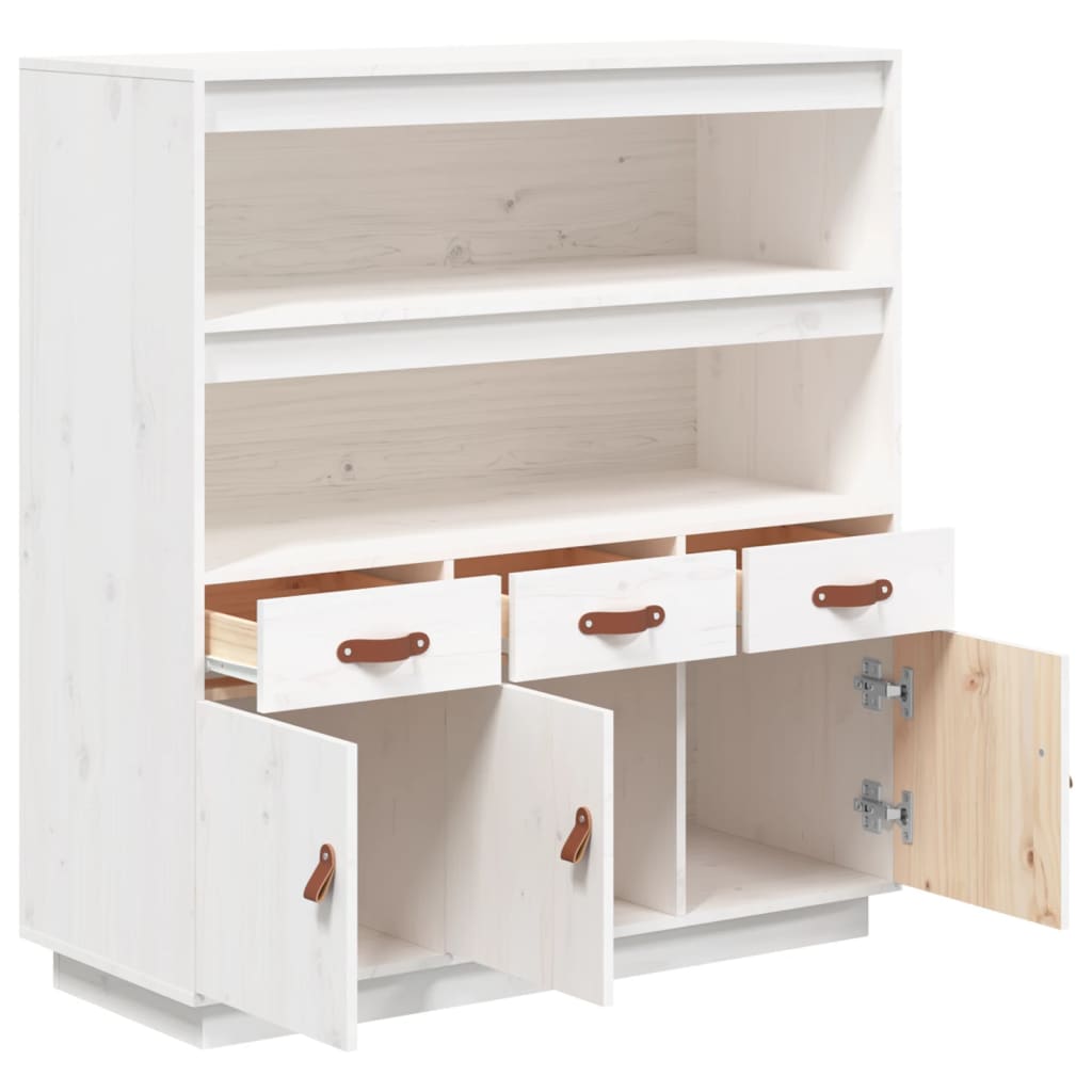 Visoka komoda bijela 100 x 40 x 108,5 cm od masivne borovine