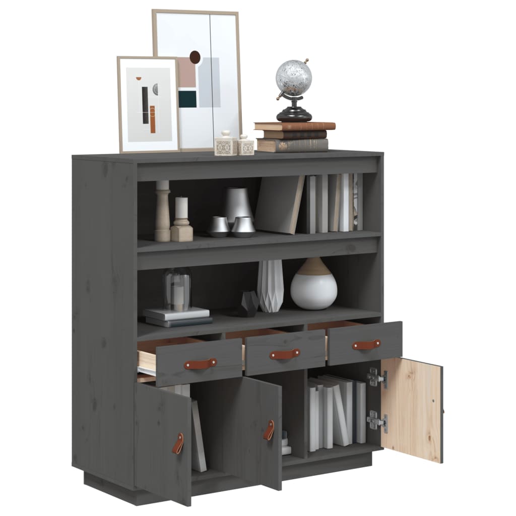 Visoka komoda siva 100 x 40 x 108,5 cm od masivne borovine