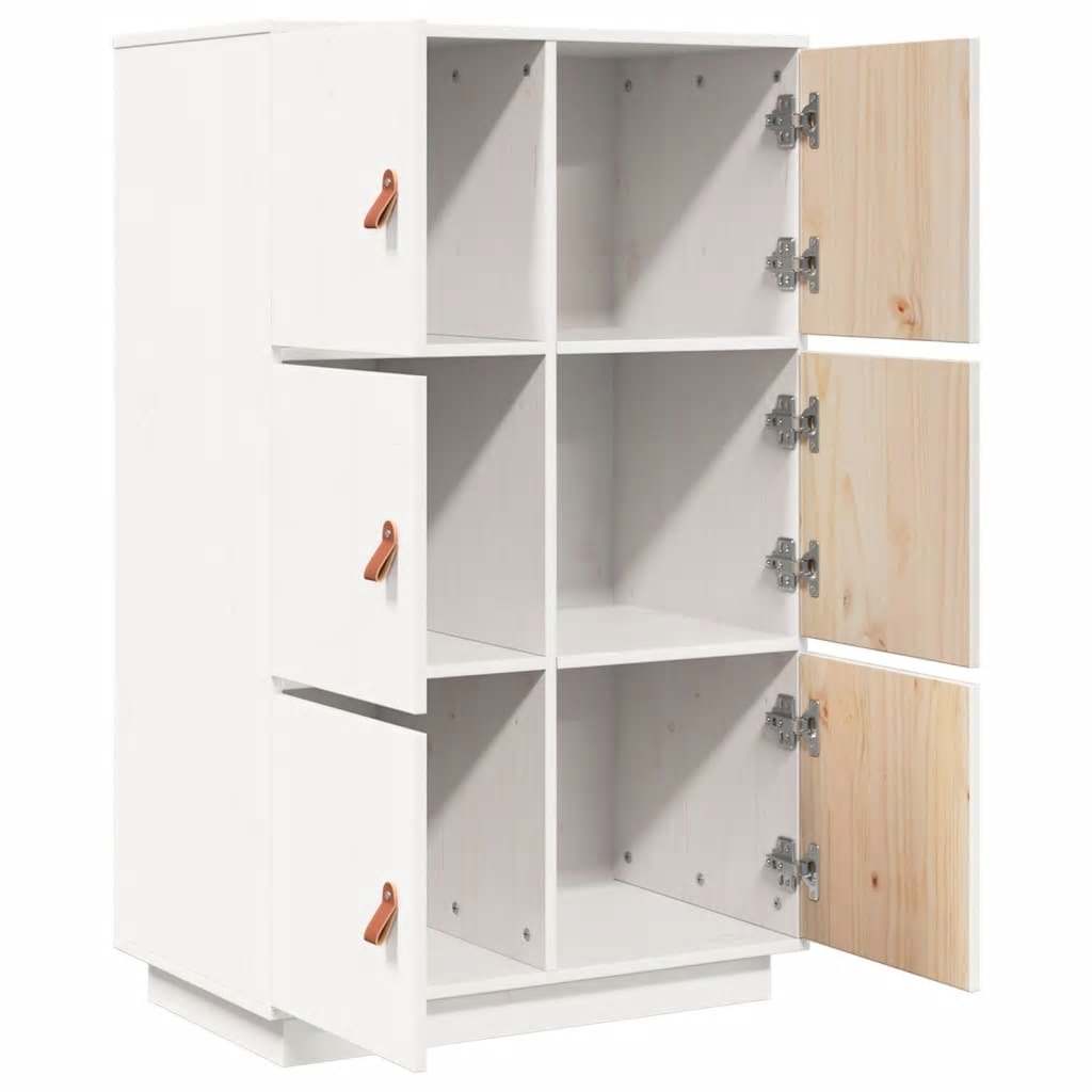 Visoka komoda bijela 67 x 40 x 108,5 cm od masivne borovine