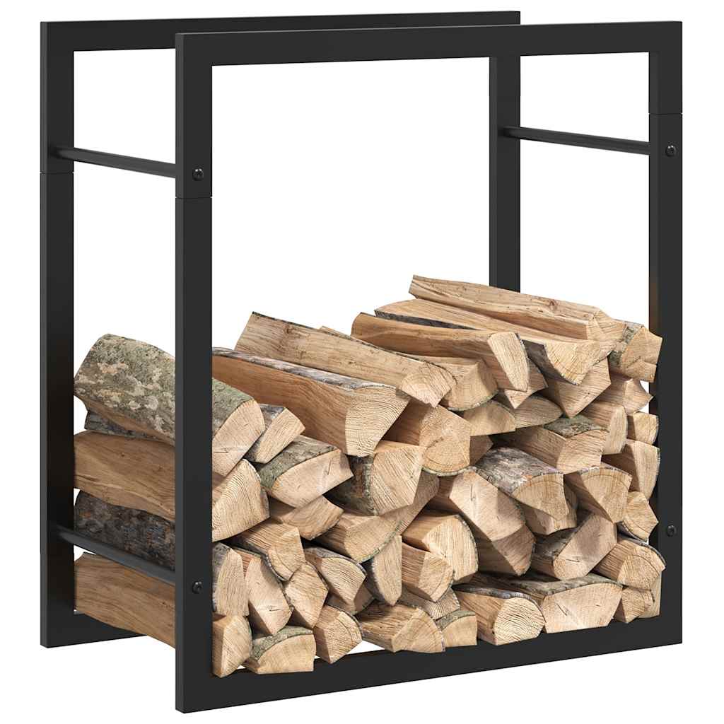 Stalak za drva za ogrjev mat crni 50x28x56 cm čelični