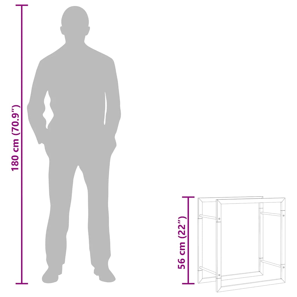 Stalak za drva za ogrjev mat crni 50x28x56 cm čelični