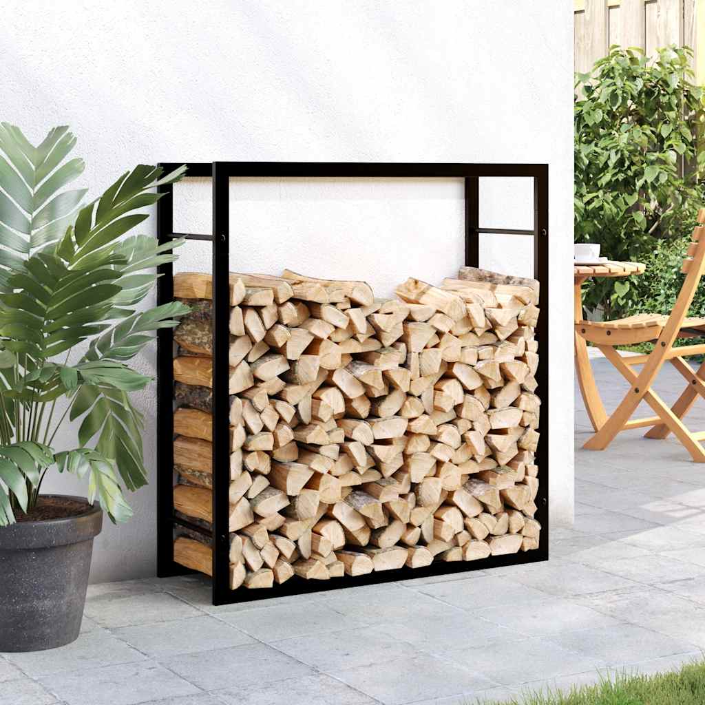 Stalak za drva za ogrjev mat crni 80x28x86 cm čelični