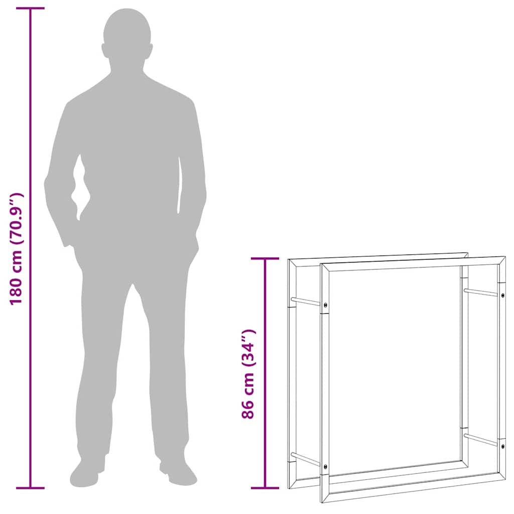 Stalak za drva za ogrjev mat crni 80x28x86 cm čelični