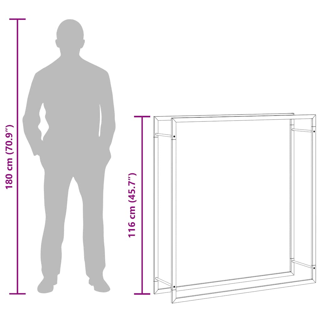 Stalak za drva za ogrjev mat crni 110x28x116 cm čelični