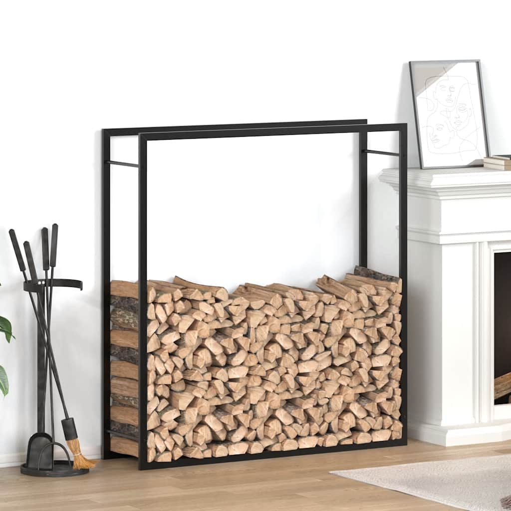 Stalak za drva za ogrjev mat crni 110x28x116 cm čelični