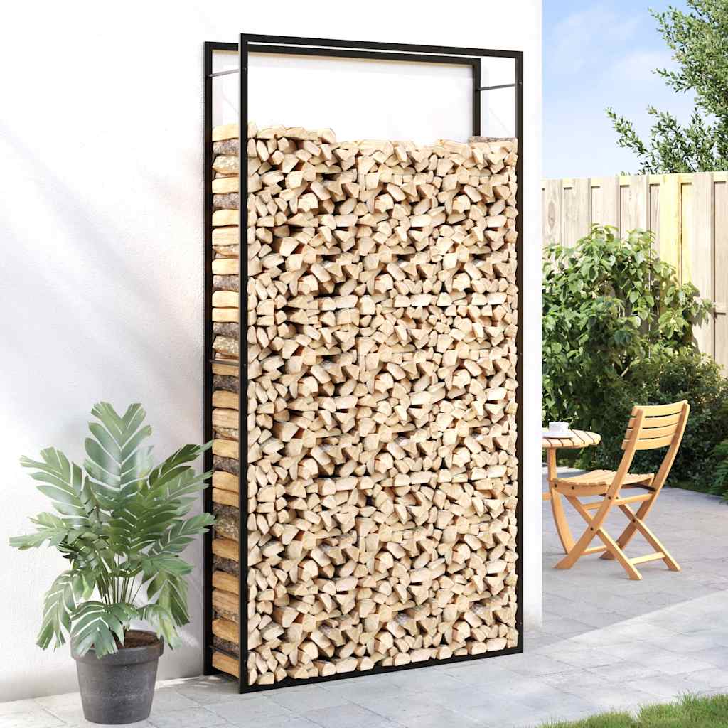 Stalak za drva za ogrjev mat crni 110x28x214 cm čelični