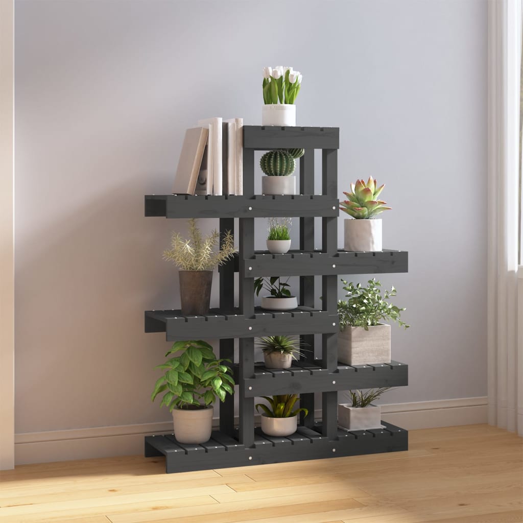 Stalak za biljke siva 85 x 25 x 109,5 cm od masivne borovine