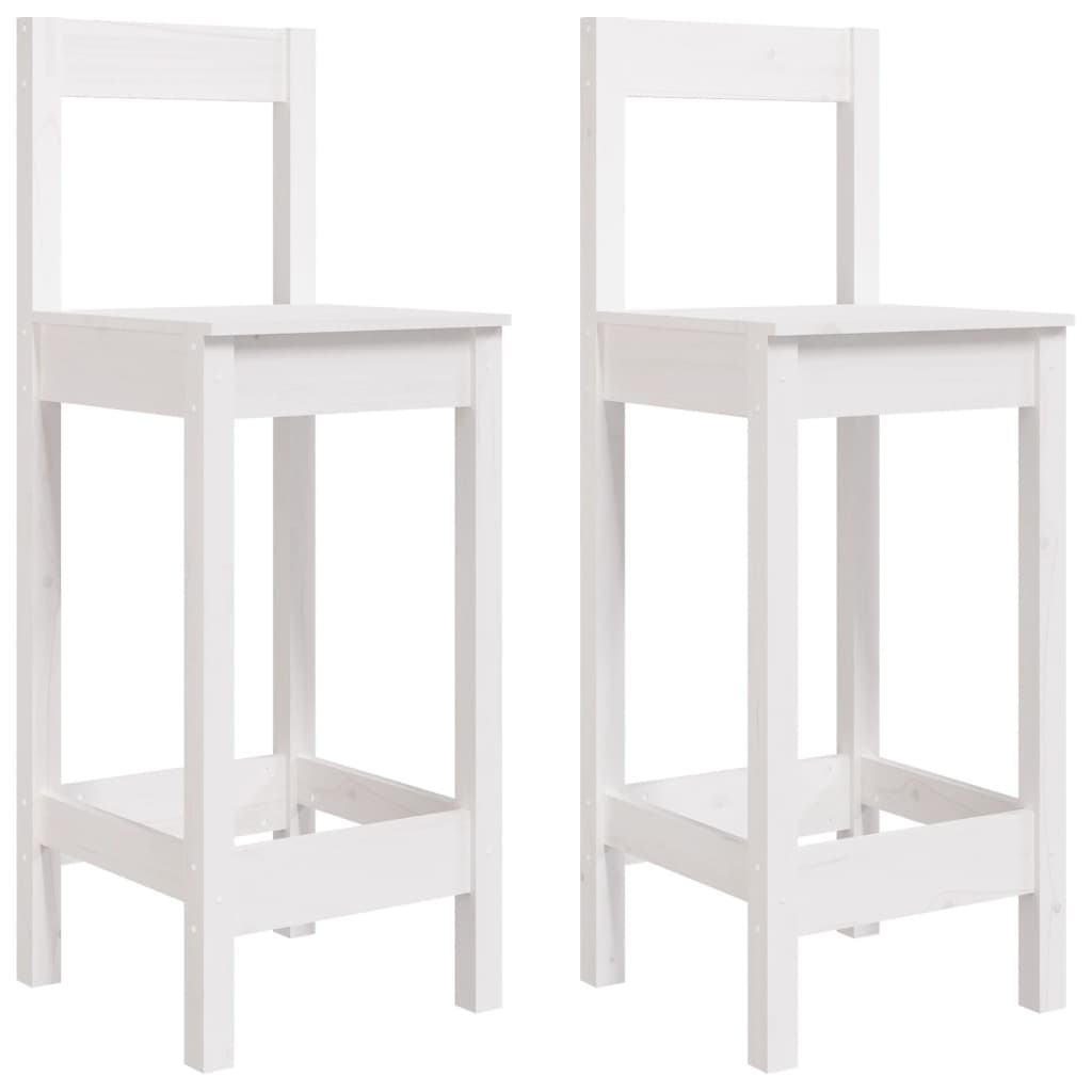 Barske stolice 2 kom bijele 40x41,5x112 cm od masivne borovine