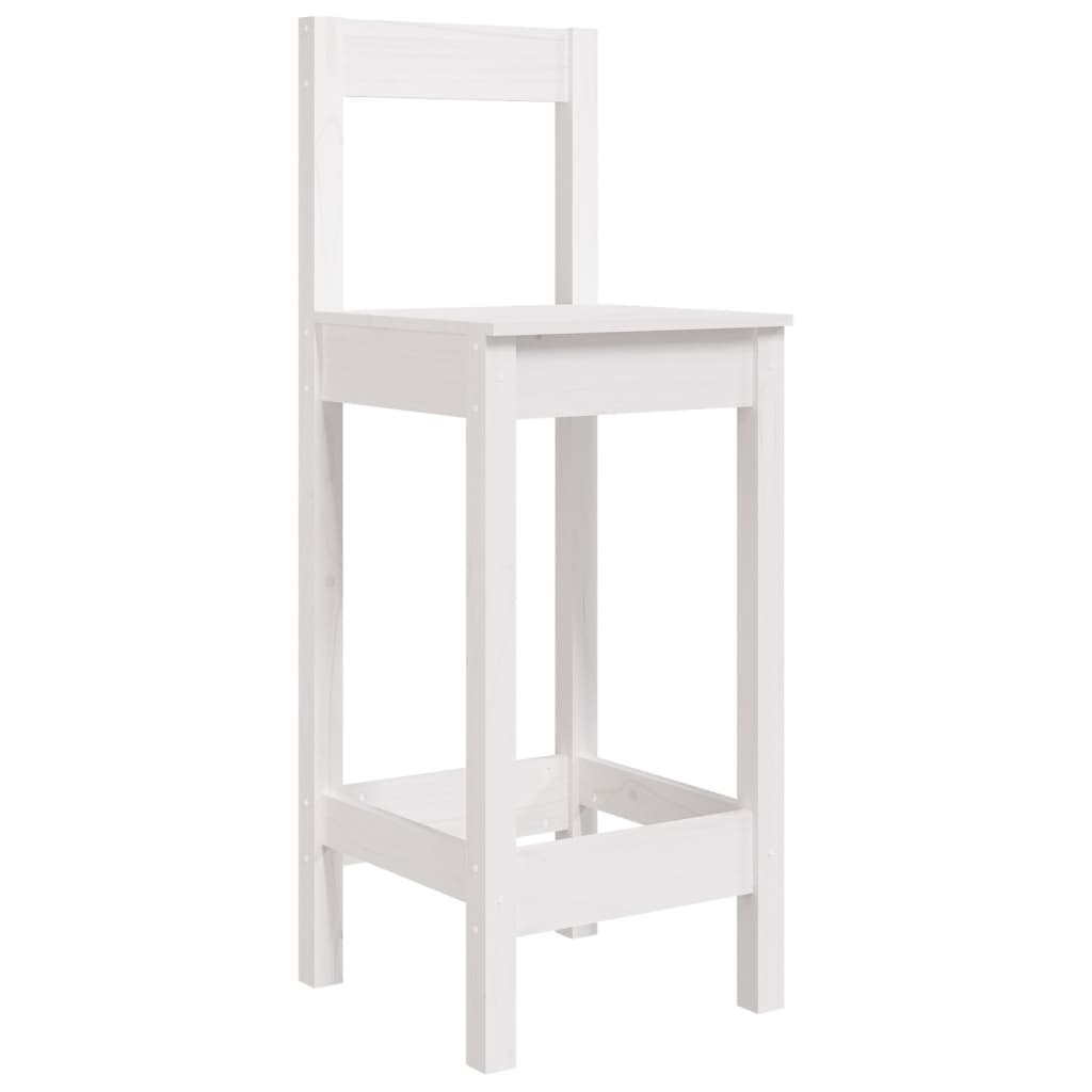 Barske stolice 2 kom bijele 40x41,5x112 cm od masivne borovine