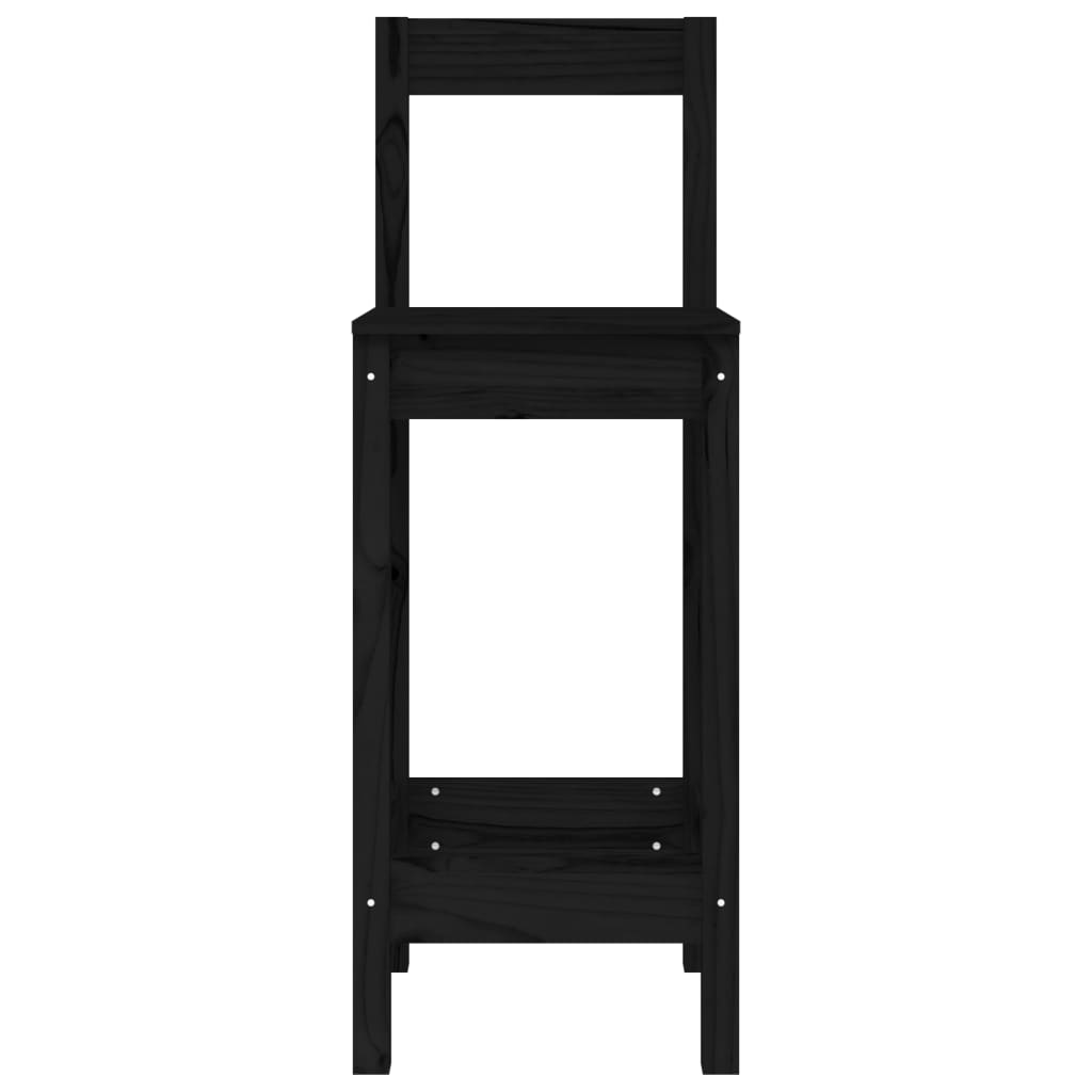 Barske stolice 2 kom crne 40x41,5x112 cm od masivne borovine