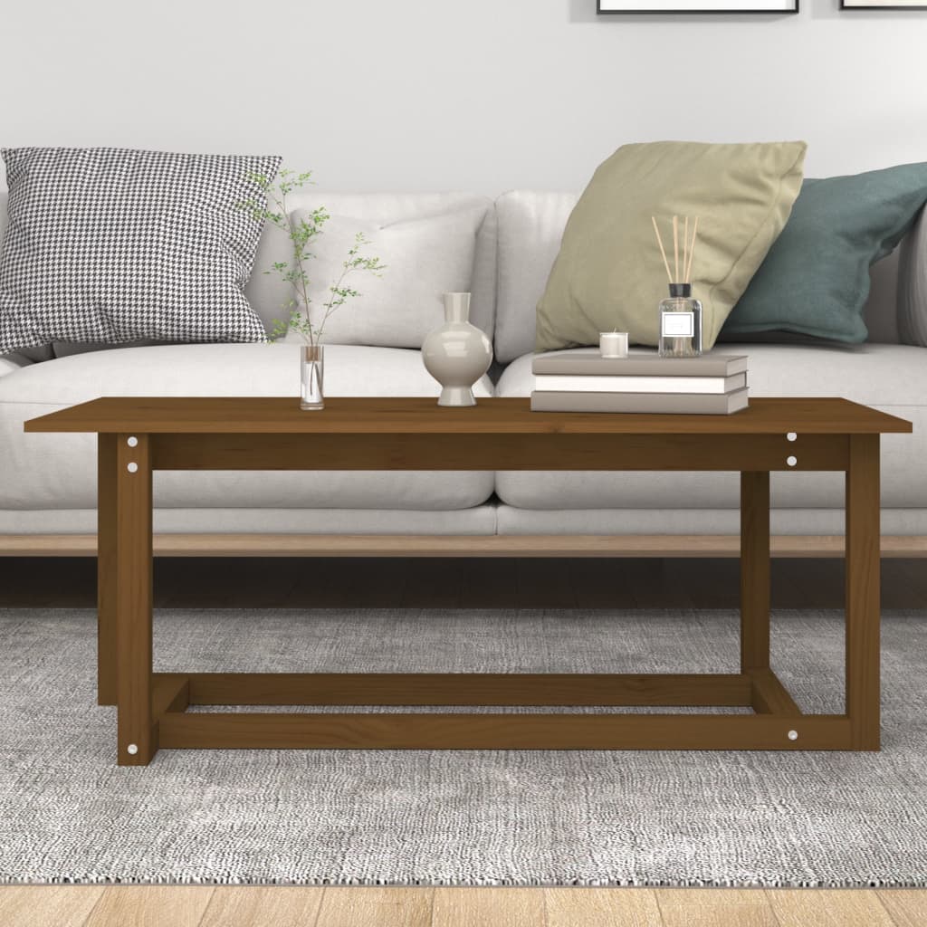 Stolić za kavu boja meda 110 x 55 x 45 cm od masivne borovine