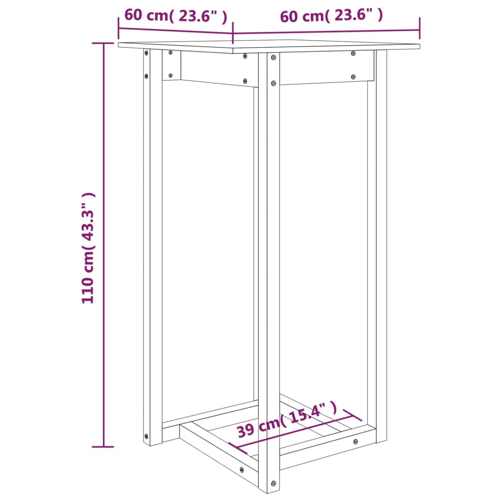 Barski stol 60 x 60 x 110 cm od masivne borovine