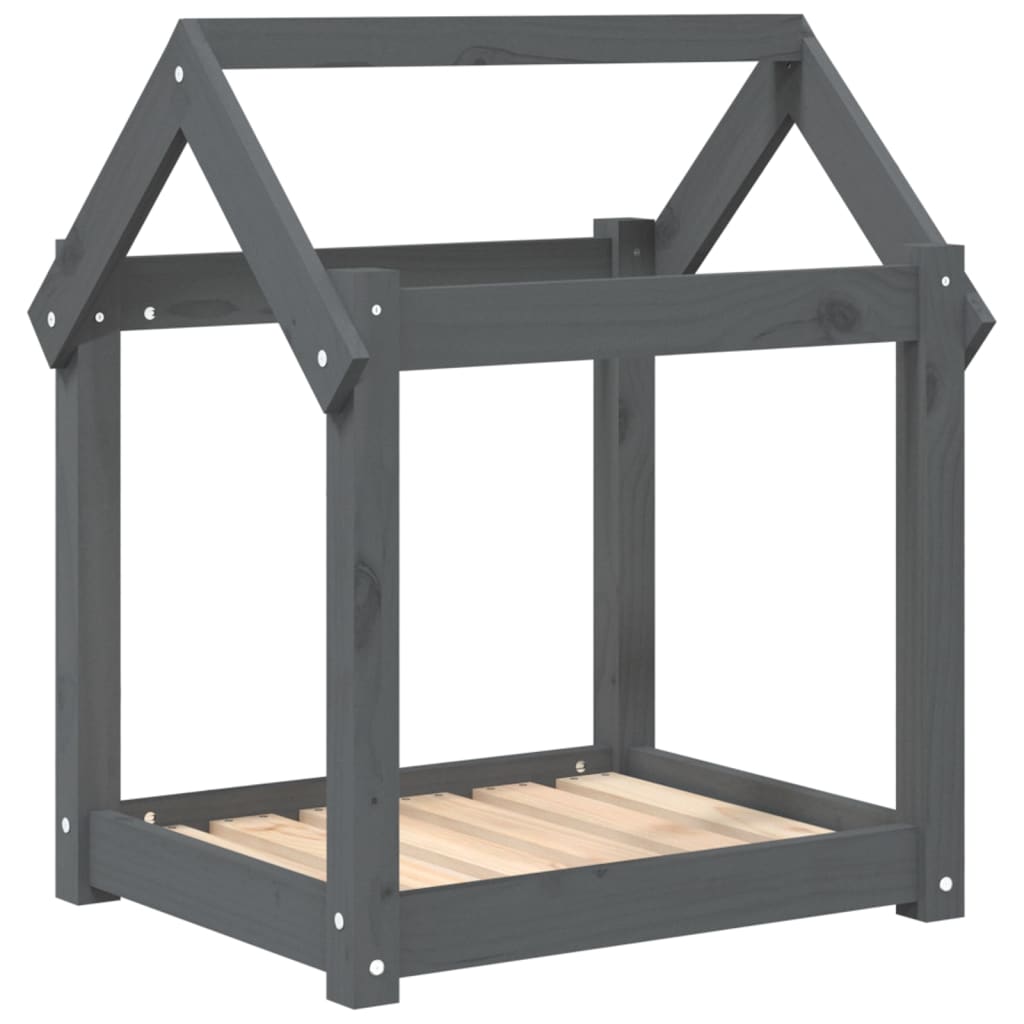 Krevet za pse sivi 61 x 50 x 70 cm od masivne borovine