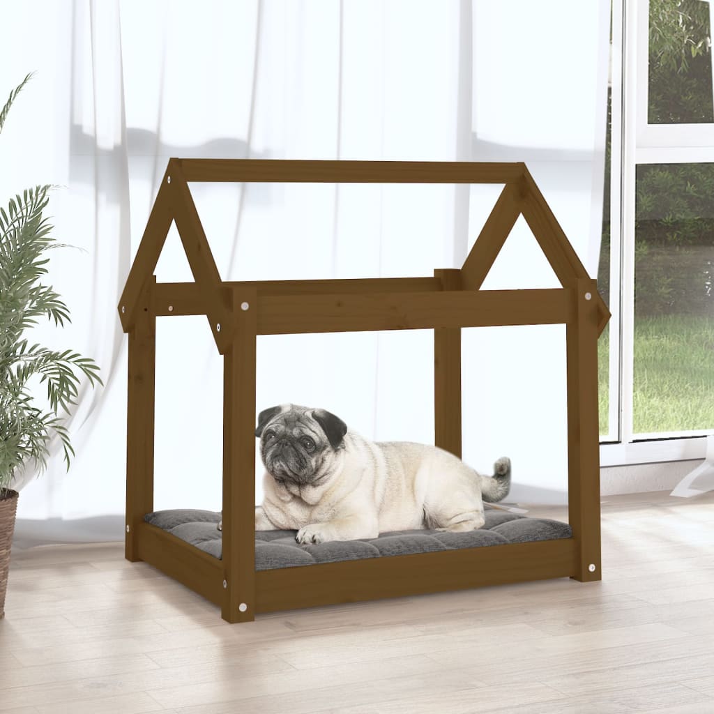 Krevet za pse smeđa boja meda 71x55x70 cm od masivne borovine