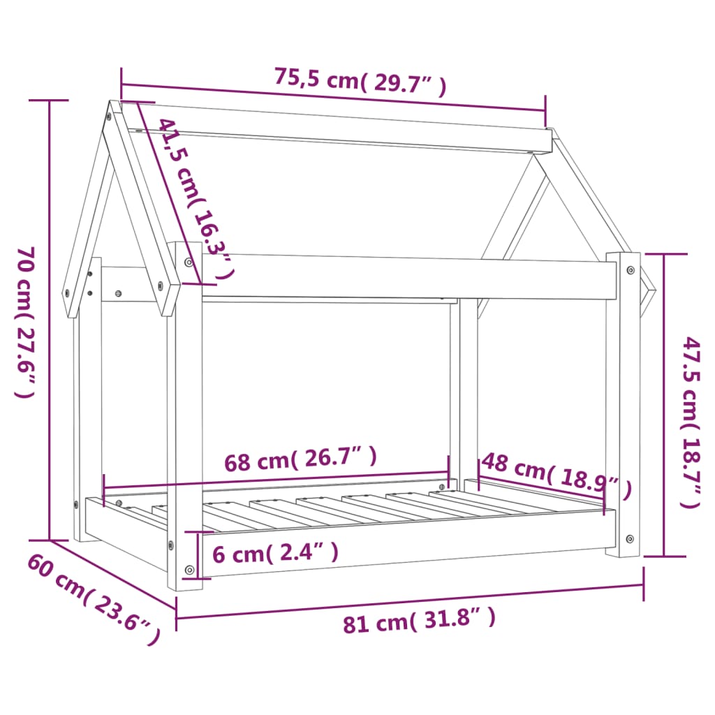 Krevet za pse sivi 81 x 60 x 70 cm od masivne borovine